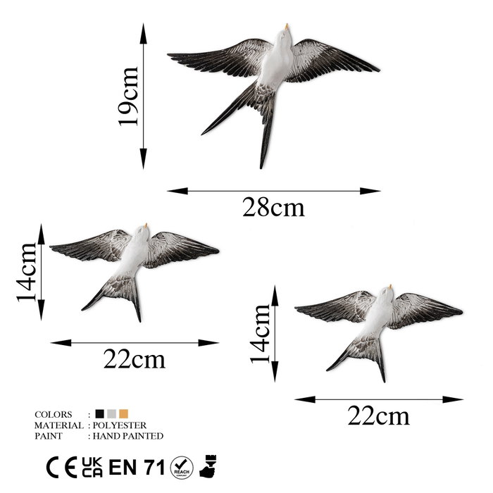 Aberto Design Flying Swallow - 2 Blanco y Negro